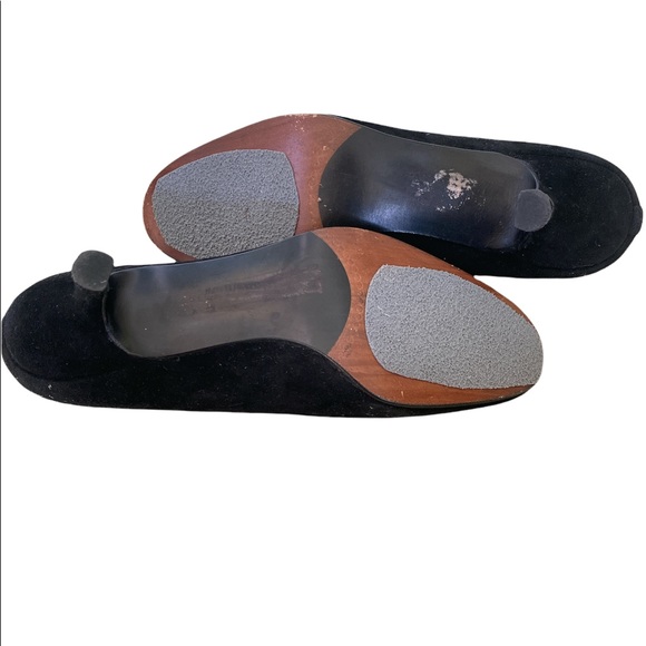 Stuart Weitzman Vintage Black Suede Tortoise Bow Kitten Heels Pumps - 5 - Picture 10 of 12